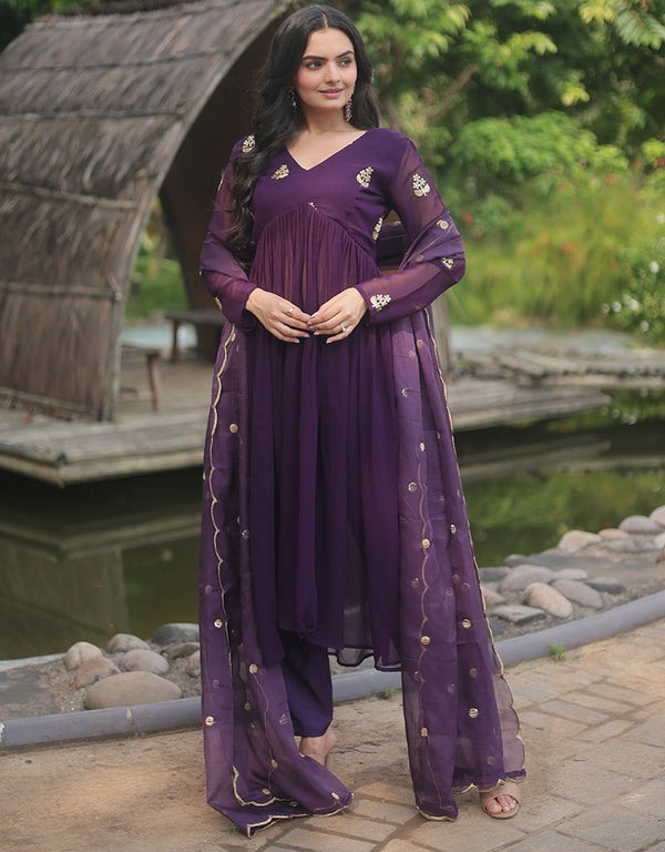 trendy purple faux georgette trendy designer alia cut readymade suit collection with purple micro cotton 13591-acy3610 Front View